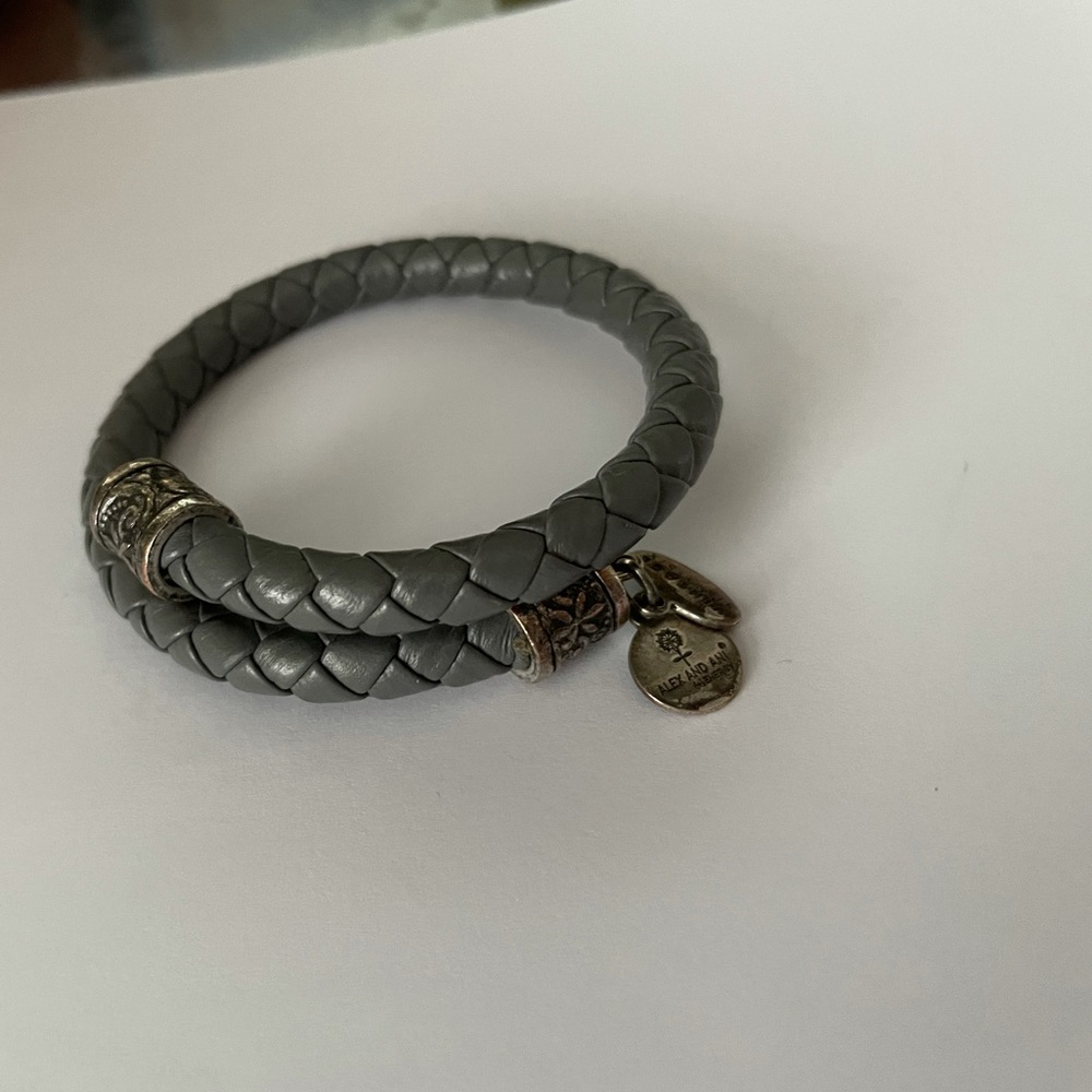 Alex & Ani grey leather wrap bracelet